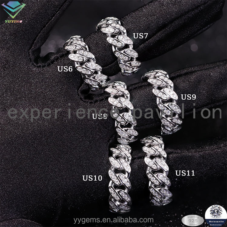 Ready to Ship 18K Gold Plated S925 Silver Iced Out Rapper Jewelry VVS Moissanite Men Rings Factory Price