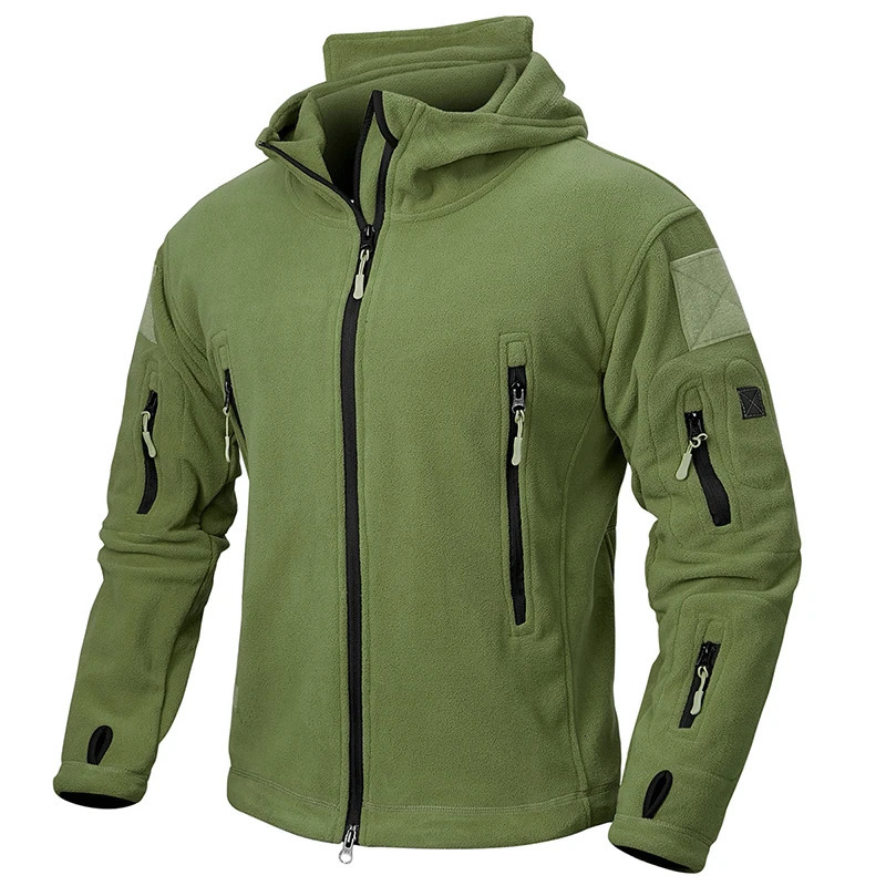 Winter Tactical Fleece Jacket Men Warm Polar Outdoor Hoodie Coat Multi-Pocket Casual Full Zip Sport Hiking Jacket250813