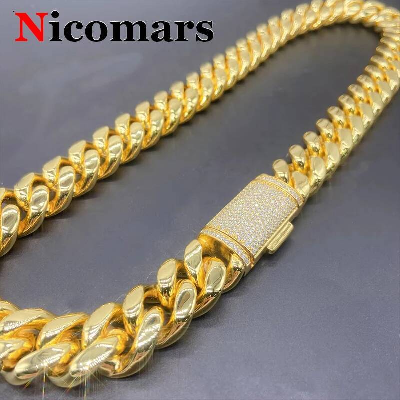New Fashion Moisssanite Cuban Bracelet for Men Hip Hop Stainless Steel Jewelry Dazzling Moisssanite Diamond Cuban Necklace