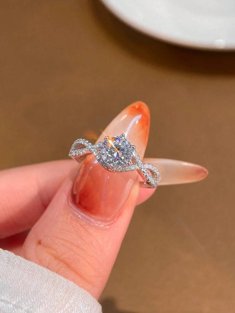 KNB Sparkling 1CT Real Moissanite Diamond Rings for Women Gift 925 Sterling Silver Engagement Wedding Ring Fine Advanced Jewelry