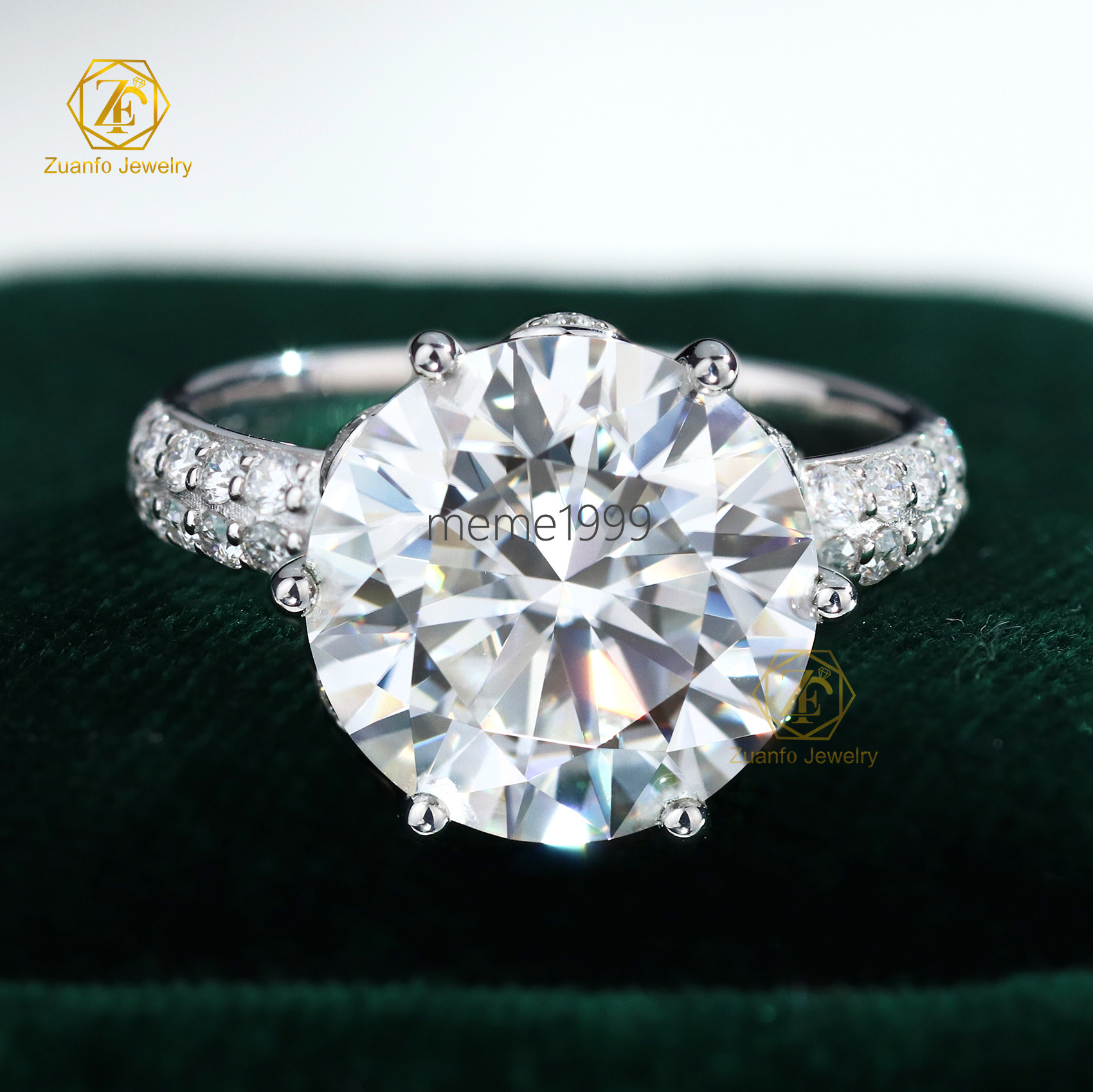 Hot Sale High Quality S925 Silver Women Engagement Wedding Rings 5Carat Round Brilliant Cut Moissanite Diamond Engagement Rings