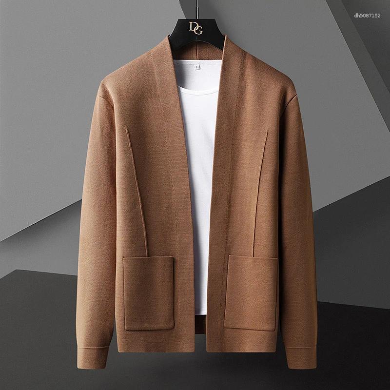 Men's Sweaters Cardigan Sweater Jacket Autumn Casual Fashion Coffee Color Long Sleeve