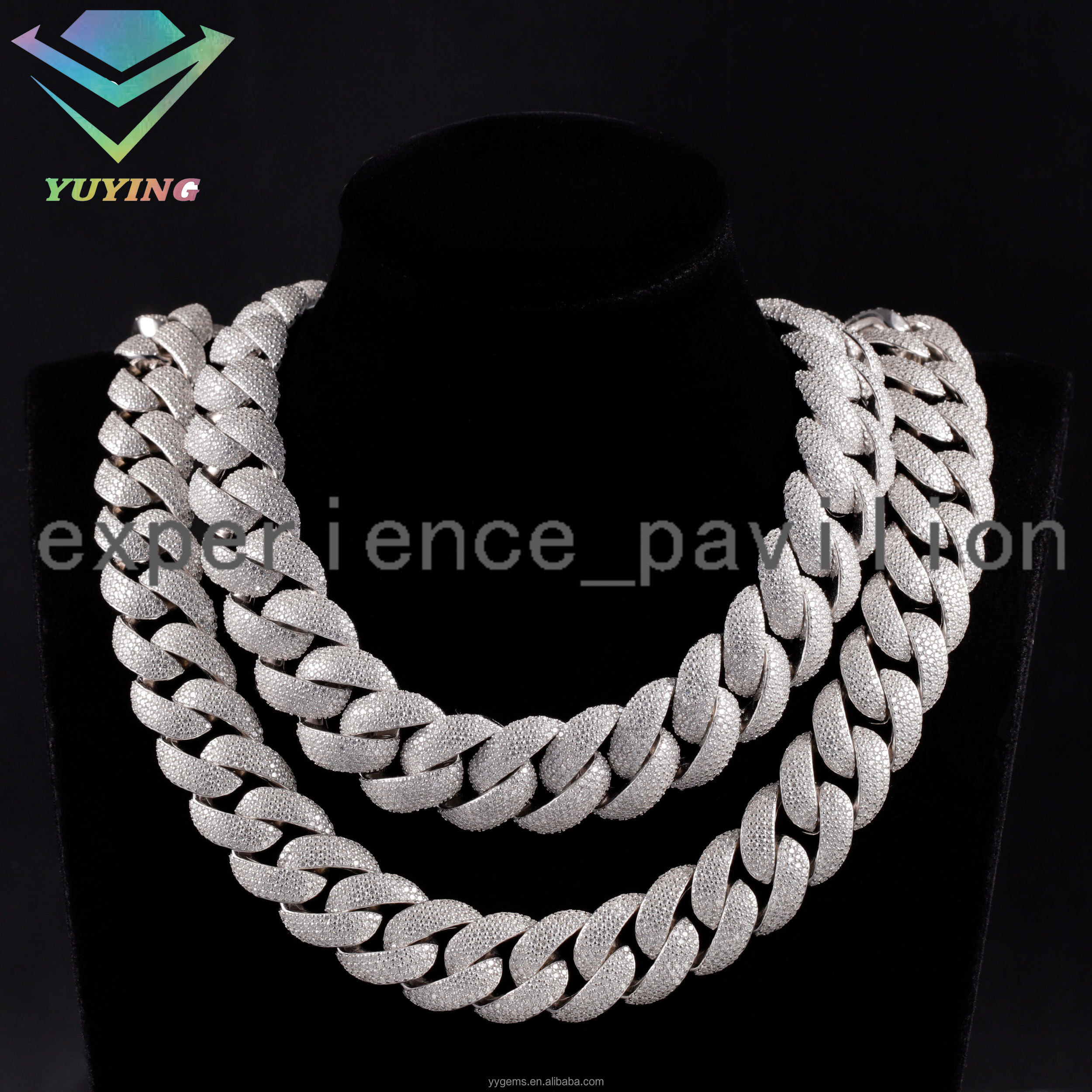 Full Iced Out Moissanite Men Cuban Chain 20mm 22mm Wide 925 Solid Silver Chain Hip Hop Necklace VVS Moissanite Cuban Link Chain