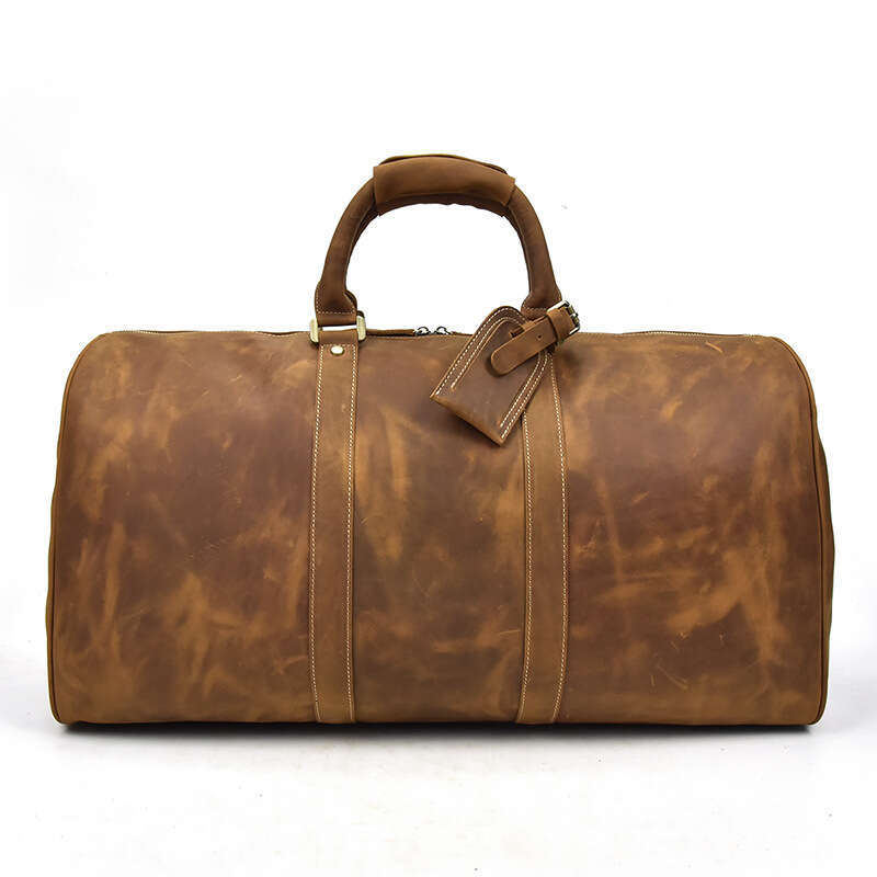 Crazy Horse Large Capacity Travel Top Layer Cowhide Casual Fitness Handbag Genuine Leather Luggage Bag