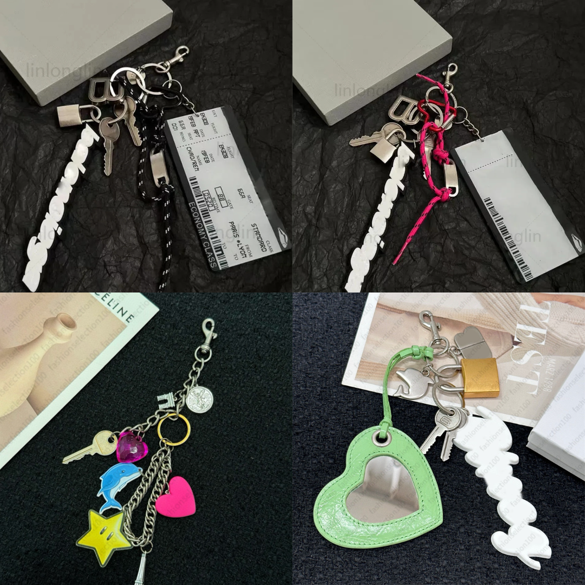 New Charm designer keychain Metal Lock Chain Letter multi-color brass sheepskin leather Keychain mans women Car Key Fashion Decoration Accessories