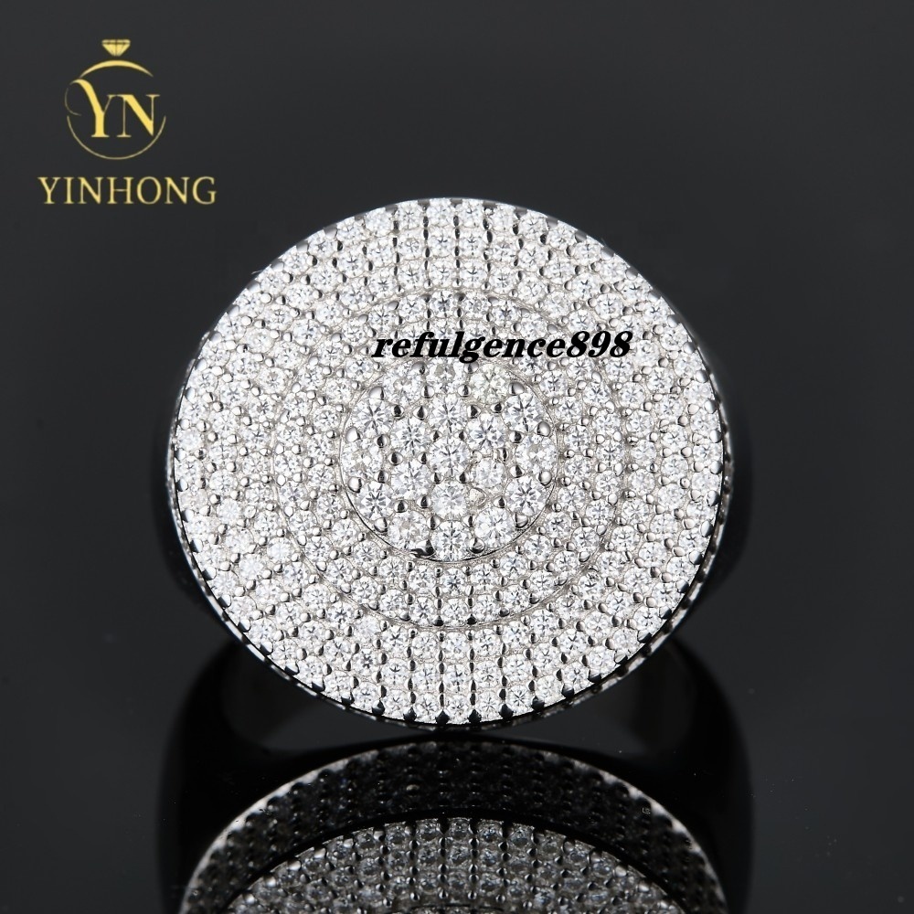 De Round Design Iced Out 925 Sterling Silver Fully Iced Vvs Diamond Custom Moissanite Men Ring