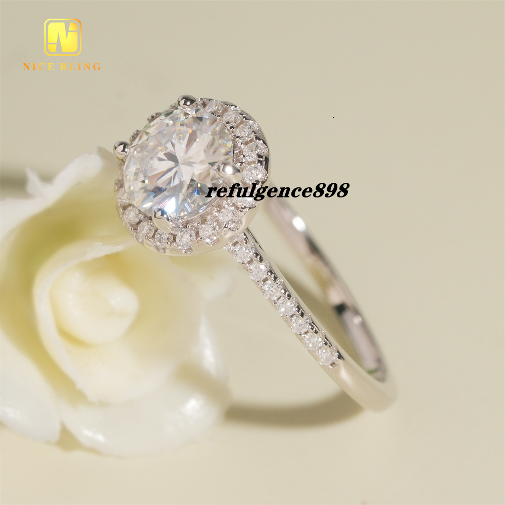 Halo Setting Engagement Ring 6.5mm 925 Silver Diamond Princess Ring Fashion Engagement Jewelry for Women Wedding Ring