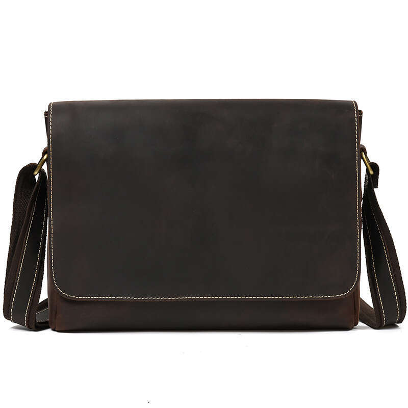 Whole Order Crazy Horse Men's Genuine Leather Flap Shoulder Cowhide Crossbody Large Capacity Messenger Bag