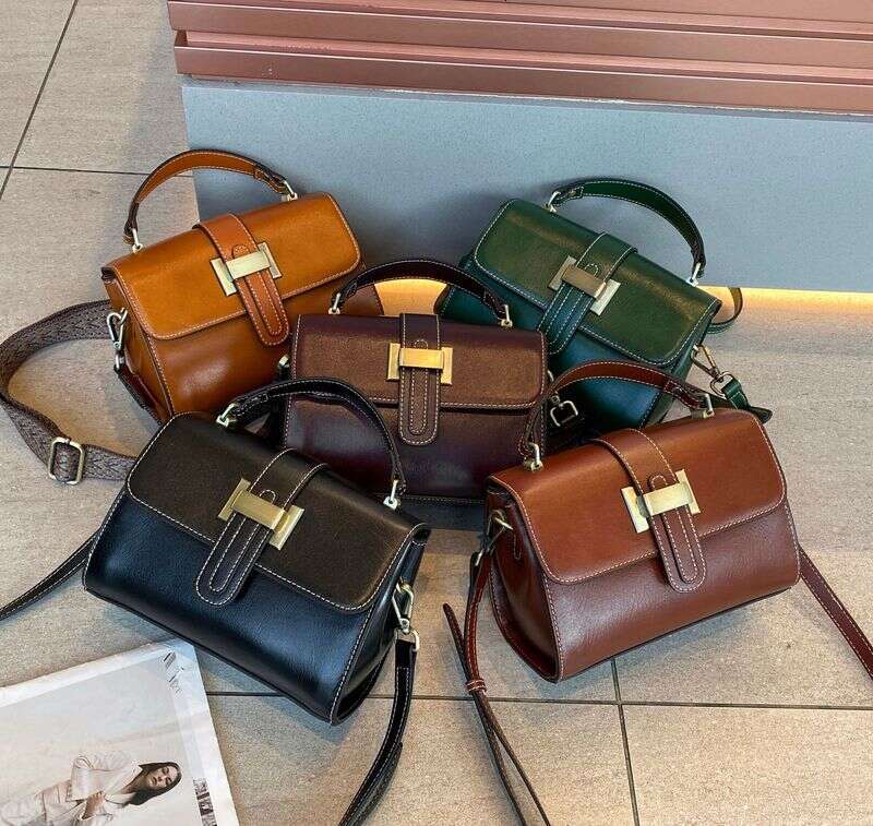 Plant tanned top layer cowhide women's single shoulder crossbody messenger simple and fashionable bag, girl's classical