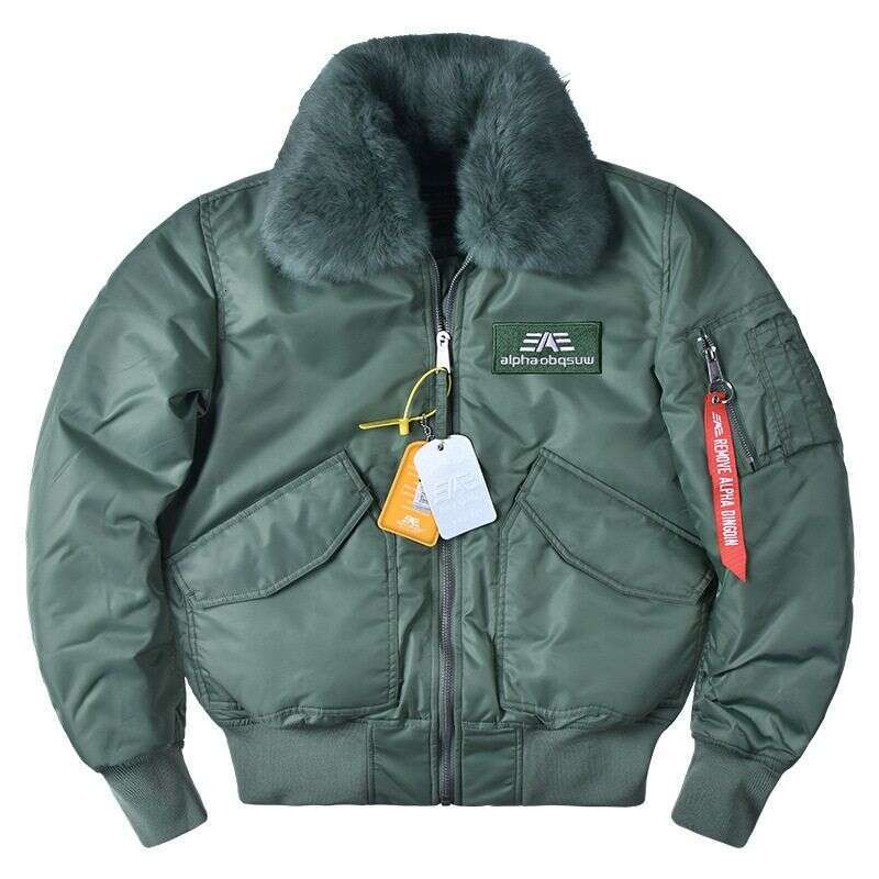 New Alpha Martin Winter 45P Cotton-padded Flight Bomber Jacket Men Casual Fur Collar Loose Baseball Military Tactical