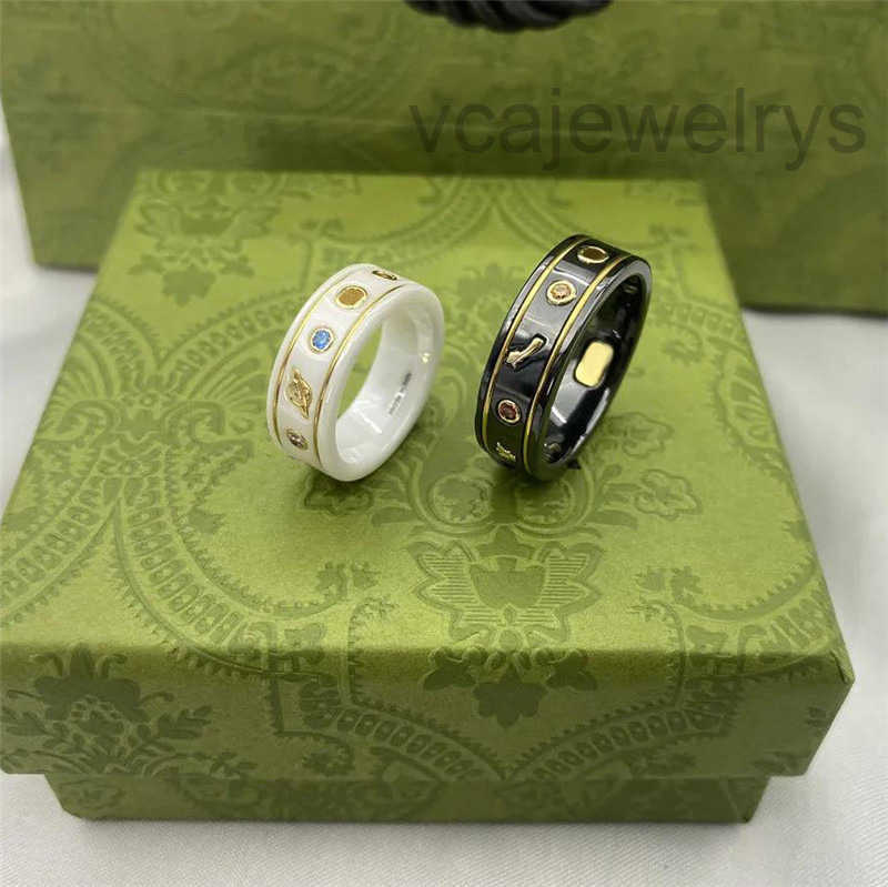 Designer Men Rings Women Fashion Ceramics Love Ring Engagements For Women With Bee Gemstone Pattern Classic Couple Rings Luxury Jewelry 21ss