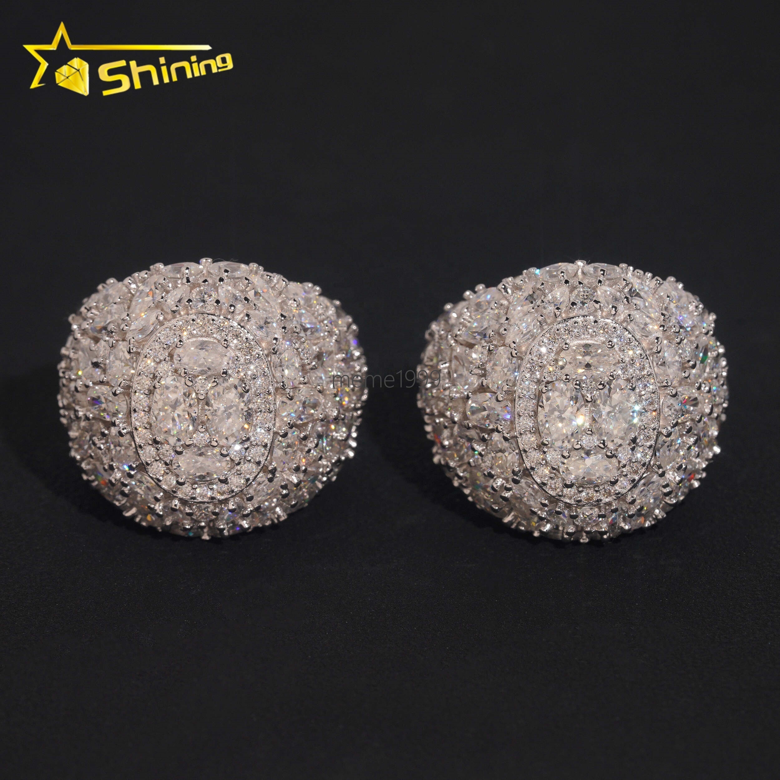 New Arrival Iced Out Fancy Cut Cluster Lab Moissanite Hip Hop Ring 925 Sterling Silver Fashion Jewelry Men Diamond Ring