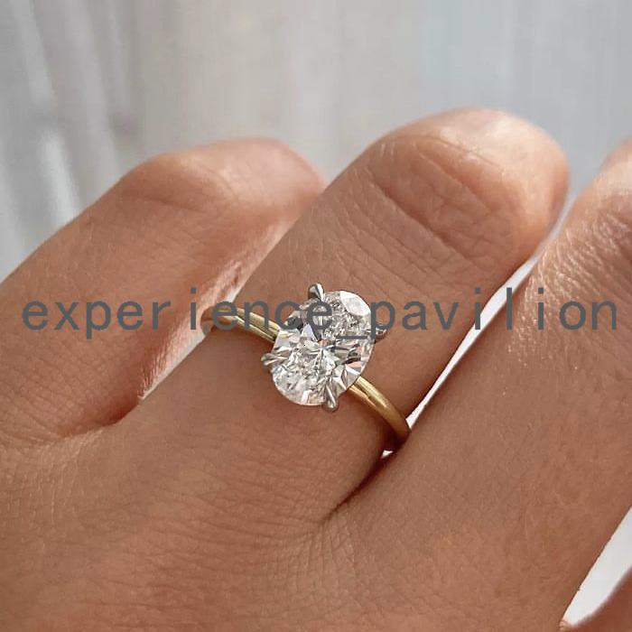 Fine 14K Solid White/yellow/rose Gold Solitaire 8x10mm 3CT Oval Diamond Moissanite Ring Engagement Jewelry