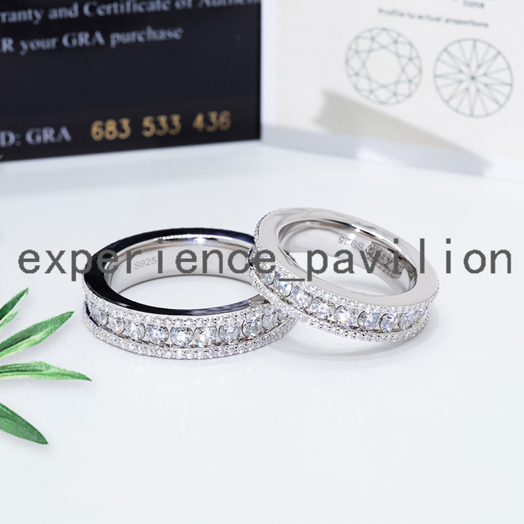 Customized Gold Plated Moissanite Wedding Rings Engagement Rings Couple Eternity Bands Sterling Silver Jewelry