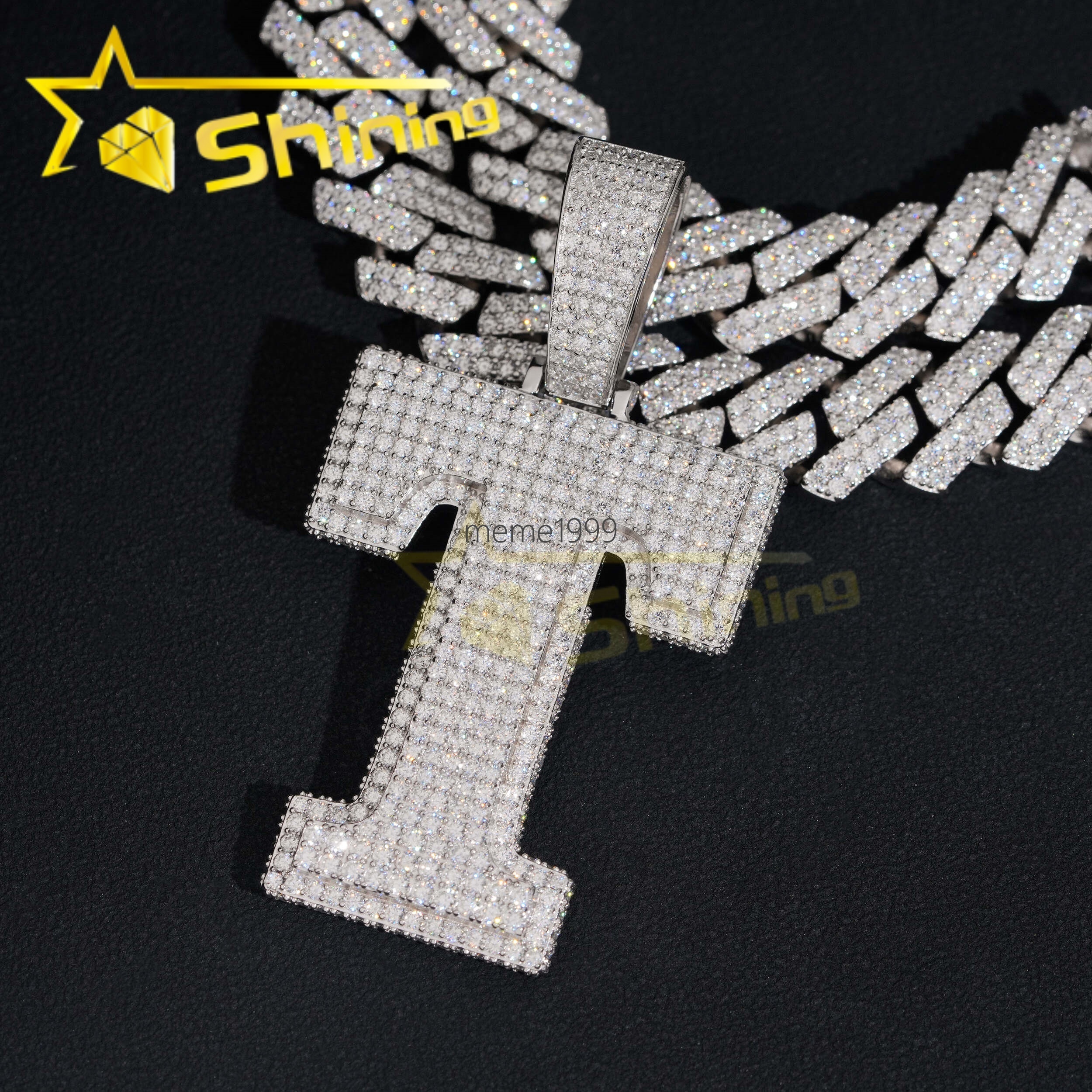 Hip Hop Vvs Moissanite Diamond Iced Out Pendant Pass Diamonds Tester 925 Silver Hot Sale Initial Letters Pendant Fine Jewelry