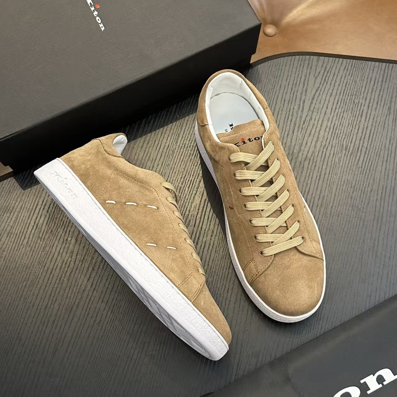 Chaussure de créateur pour hommes de haute qualité, kiton en daim, cuir, chaussures décontractées, sac de luxe, mode d'affaires, baskets conforta