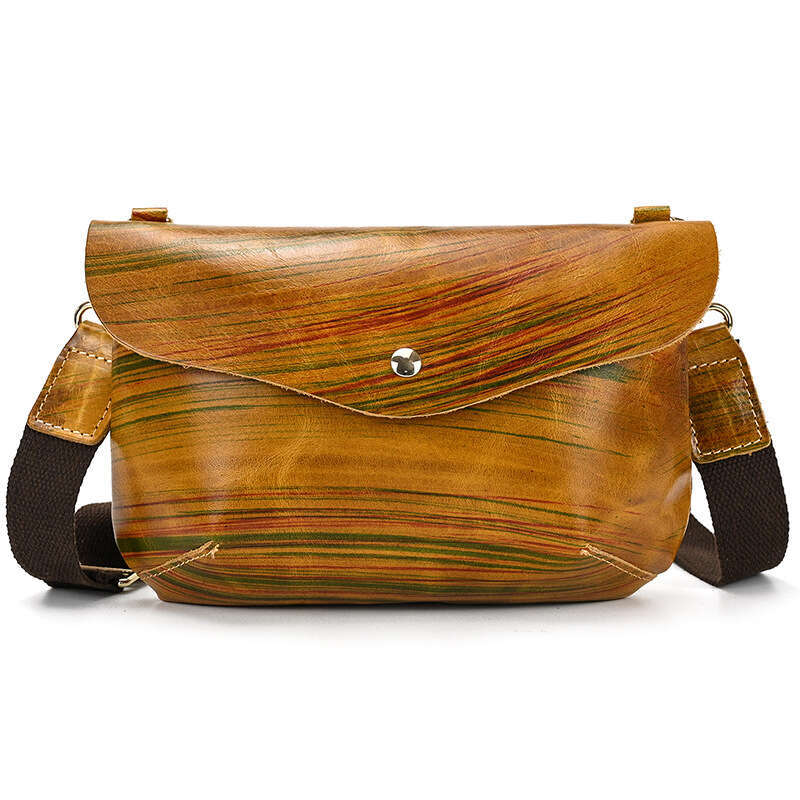Fashion Handmade Genuine Leather Single Shoulder Top Layer Cowhide Unisex Casual Clutch Korean Style Personality Trendy Crossbody Bag