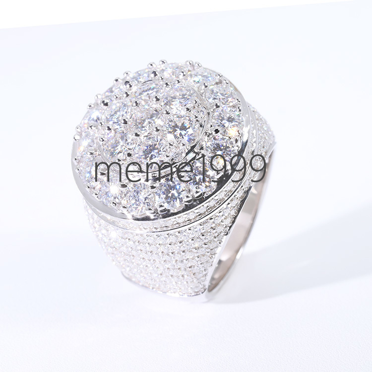 RTS Men Ring 925 Sterling Silver Half Iced Out VVS Moissanite Diamond Cuban Ring for Hiphop Jewelry