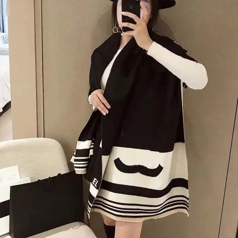fashion designer scarf women's and men's pure cashmere letter scarf check patterns warm thick couples' gift in winter autumn