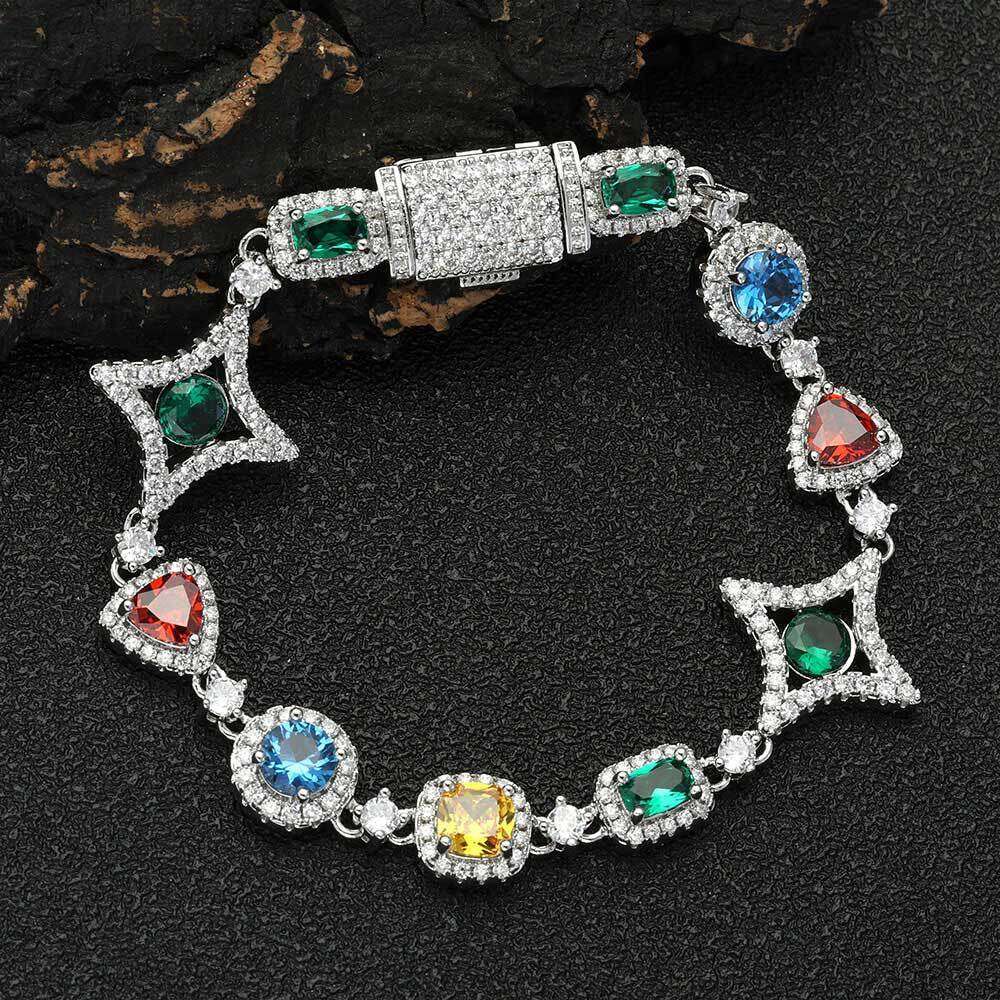 Hip Hop Accessories Colorful for Women Trendy Jewelry High-end Zircon Men's Bracelets