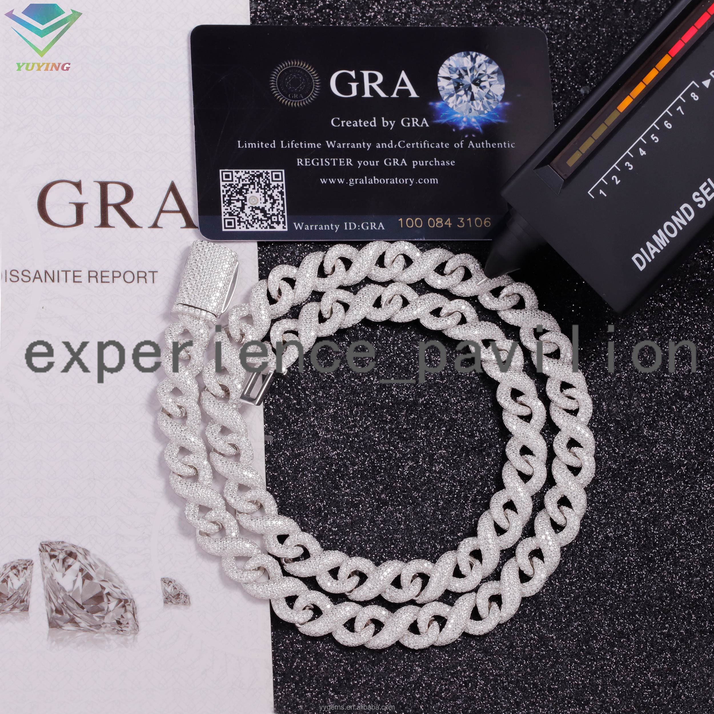 Vente chaude Chaîne infinie VVS Collier de liaison cubaine Moisanite Style Hip Hop Moisanite Diamond Collier pour hommes
