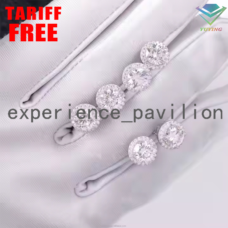 Blanc de 6,5 mm Moisanite Diamond Stud 18K Gold plaqué S925 Bijoux en argent sterling gra vvs1 boucle d'oreille pour femmes hommes