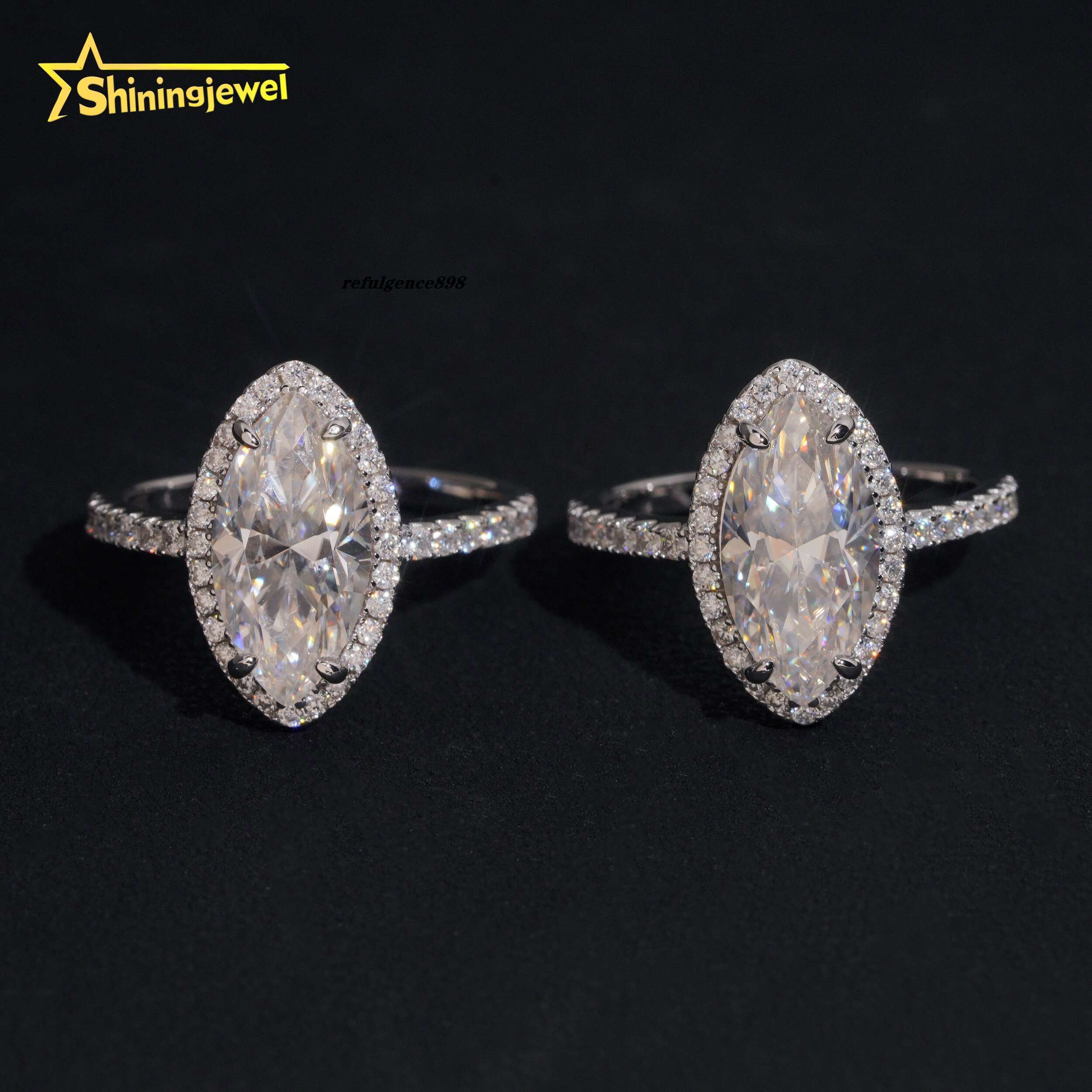 Fine Jewelry 925 Sterling Silver 3ct Marquise Cut Moissanite Ring GRA Certificated Custom Womans Ring for Engagement Wedding