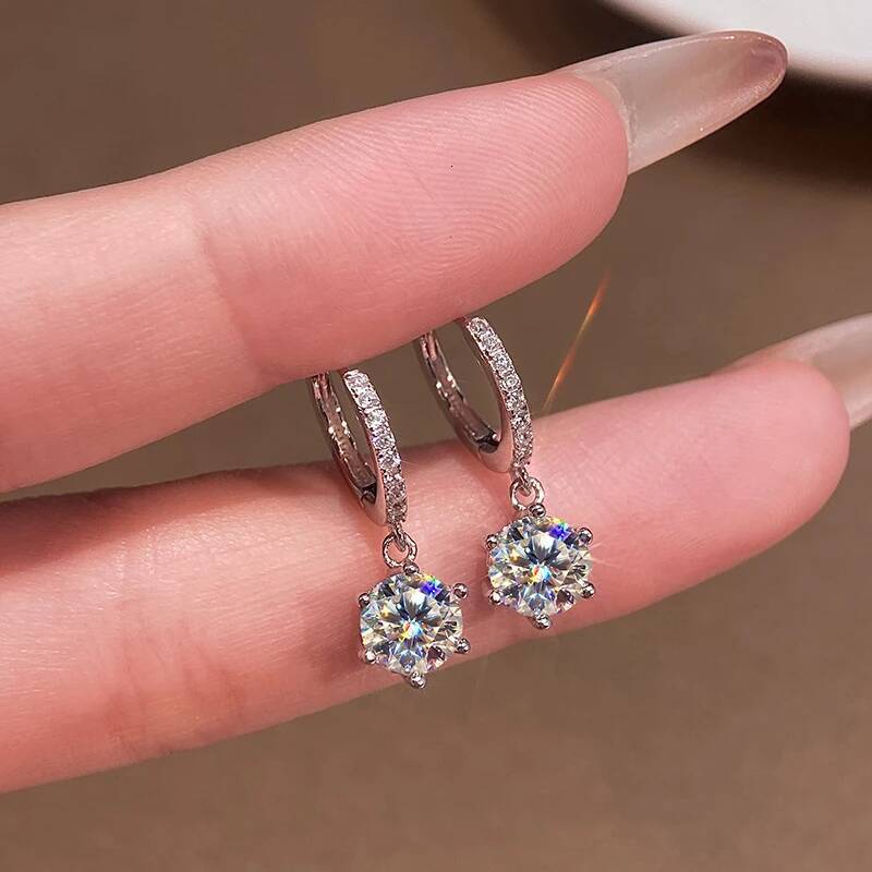 KNB Brilliant 1CT Certified Moissanite Diamond Hoop Earrings For Women Gift Real 925 Sterling Silver Top Quality Fine Jewelry