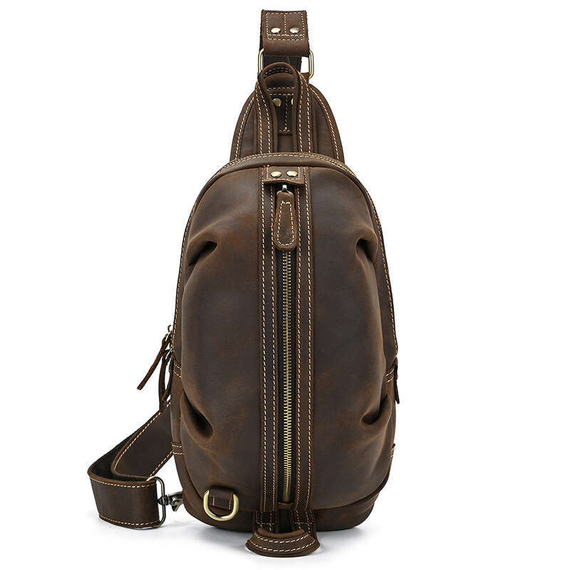 Crazy Horse Genuine Leather Crossbody Creative Men's Single Shoulder Cowhide Chest Bag