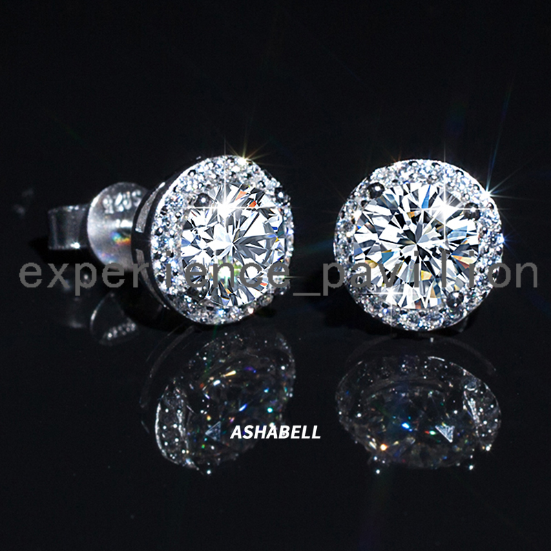 Luxury Inlaid With GRA Certificate 1 ct Moissanite Round Earrings For Womens Birthday And Valentines Day Gift