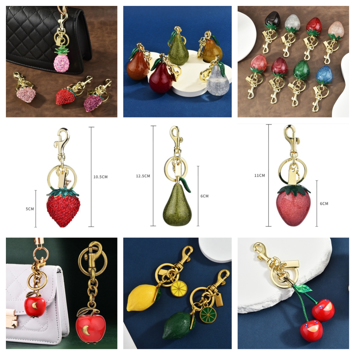 20style Luxury Designers Keychains Cherry Bag Charm Women Rings Keychain Mushrooms Glittery Resin Key Accessories Gift