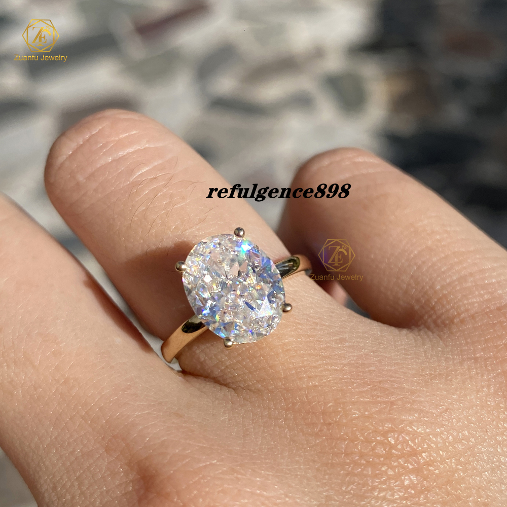 Womens Customizable Engagement Wedding Ring Solid 1CT-5CT Oval Cut Lab Diamonds 14K 18K Gold IGI Certified VS1