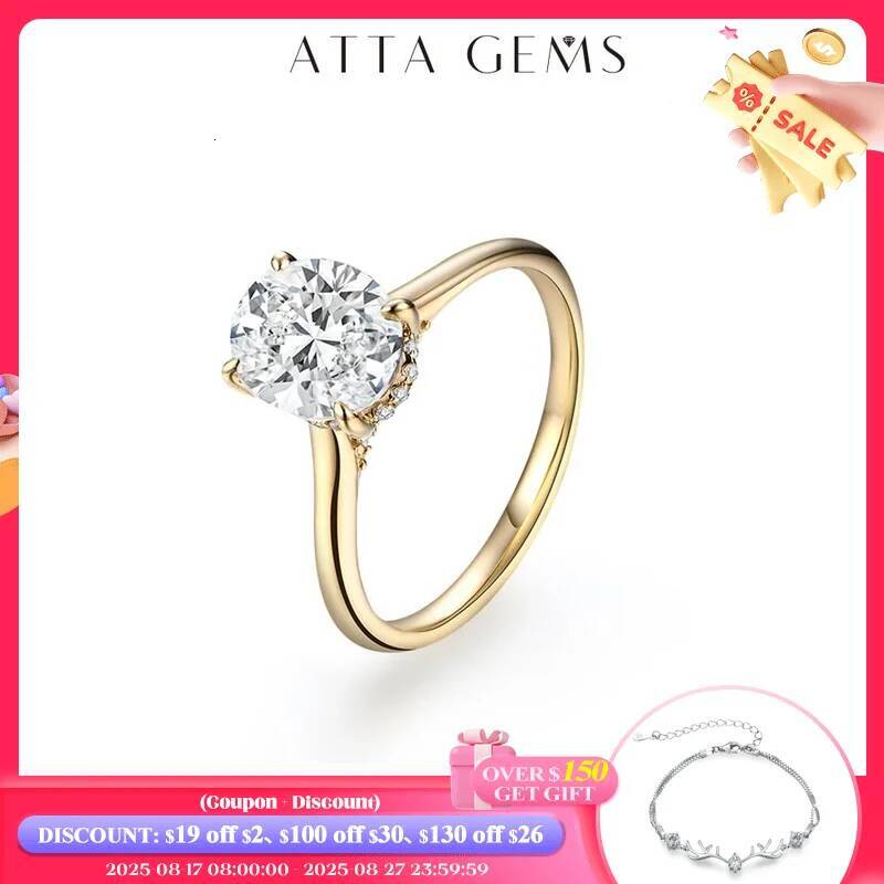 ATTAGEMS Oval Cut 9*7mm 2CT D VVS1 Moissanite Rings S925 Sterling Silver for Women Engagement Wedding Ladys Jewelry Gift Luxury
