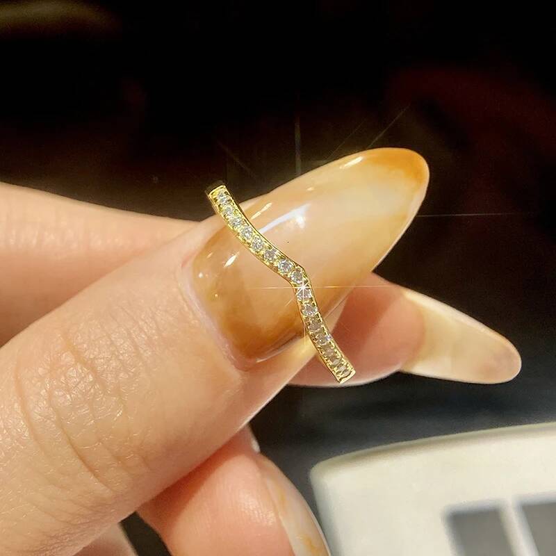 KNB Brilliant V-Shaped Certified Moissanite Pure Diamond Rings For Women Gift Real 925 Sterling Silver High Quality Fine Jewelry