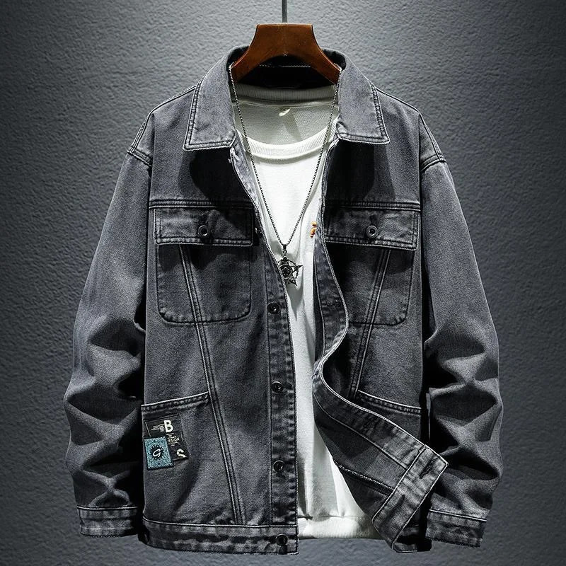 2024 Spring and Autumn Fashion Solid Color Cotton Large Size Denim Jacket Mens Casual Relaxed Comfortable Breathable Jacket250820