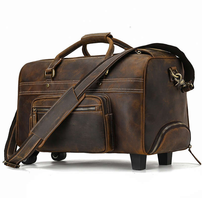 Nouveau véritable voyage en cuir de voyage pour hommes de grande capacité