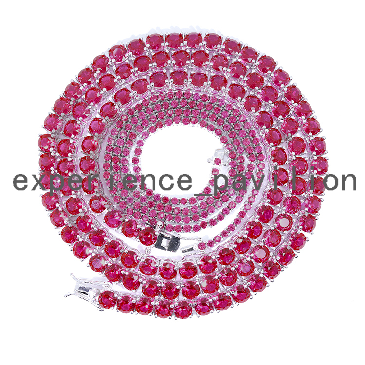 Gemmes Chain de tennis rubis en gros 3 mm 4 mm 5 mm largeur 925 chaîne en argent sterling