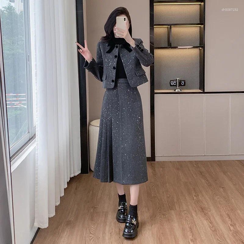 Robe de deux pièces unxx en stock 2025 Ensemble de style classique noble automne et hiver