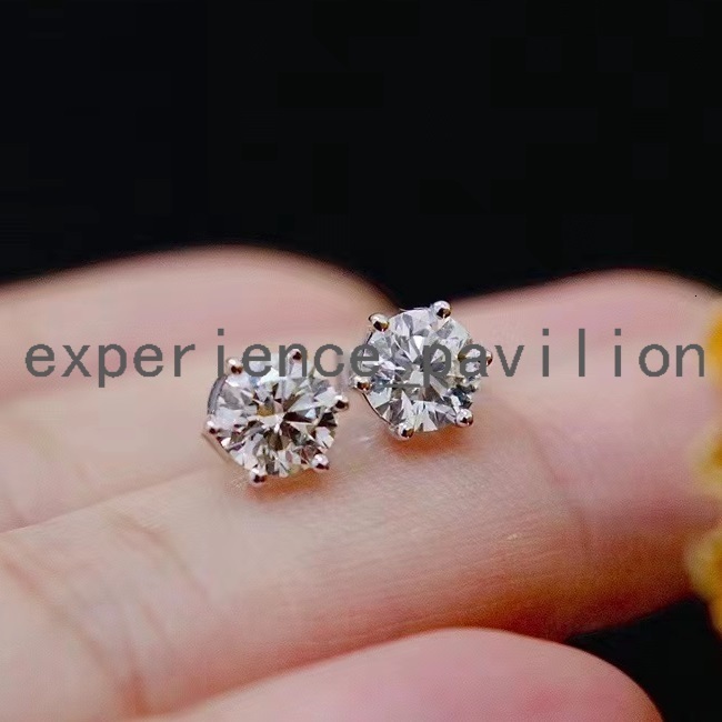 Classic 6 Prongs 1CT Brilliant Round Mossanite Diamond 14K White Gold Moissanite Women Stud Fine Jewelry Earrings