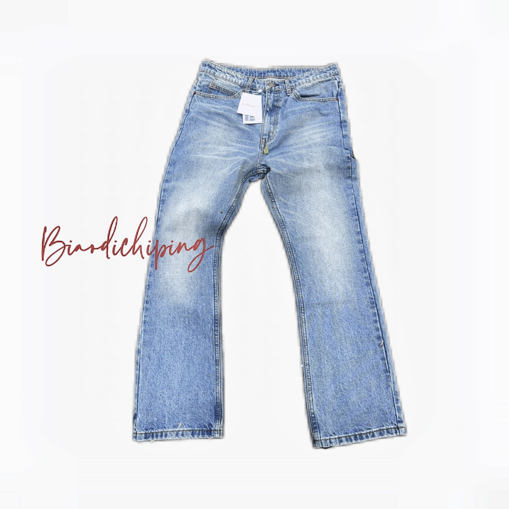 Men's Jeans 517 Ice Blue Washed Marble Japanese Fabric Flared Jeans Cleanfit by Cousin