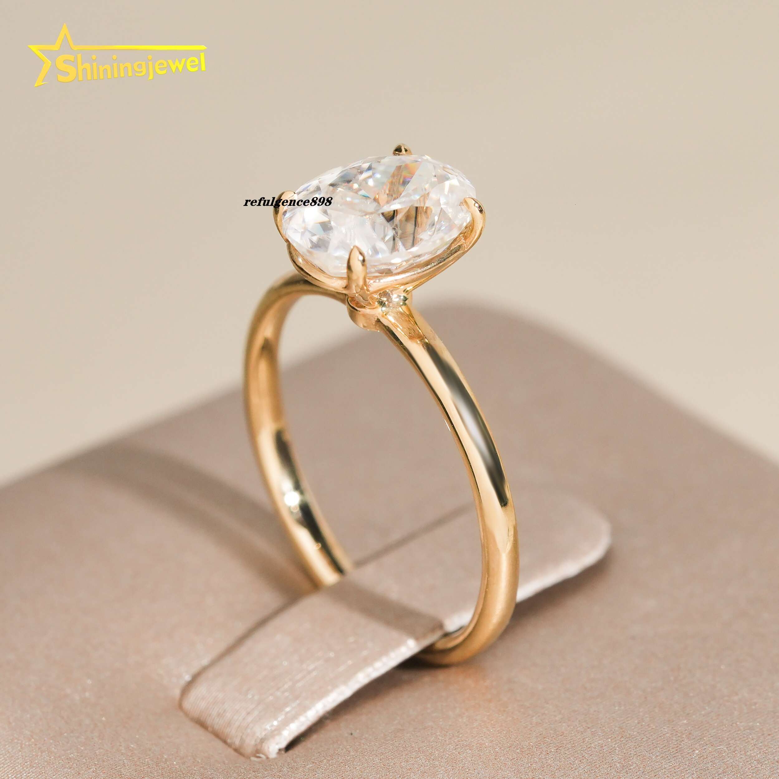 14k Solid Gold Solitaire Engagement Wedding Pass Diamond Test Moissanite Lab Diamonds Wedding Ring for Women