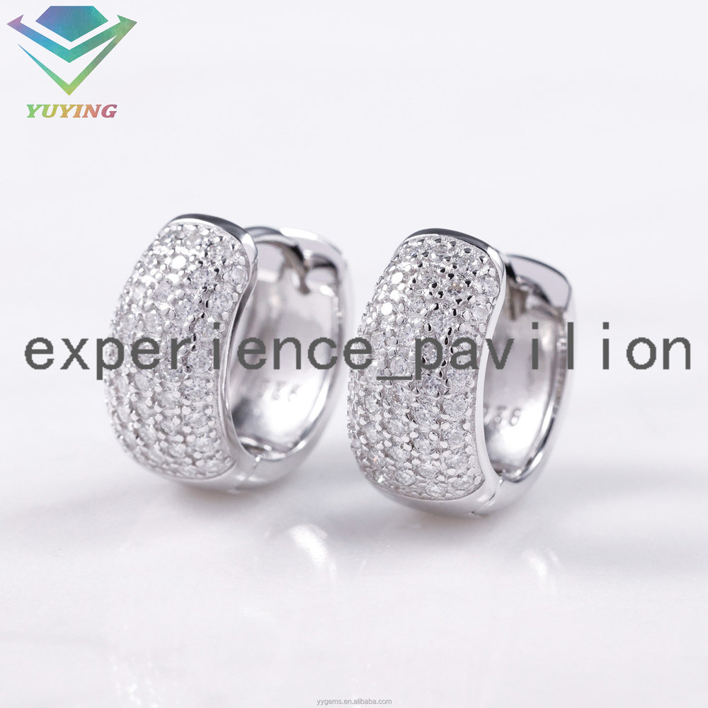 HIP HOP Hoop Earrings S925 Silver 14k 18k Yellow Gold Plated White 5 ROWS Moissanite Diamond Gem Drop Earrings for Woman Man