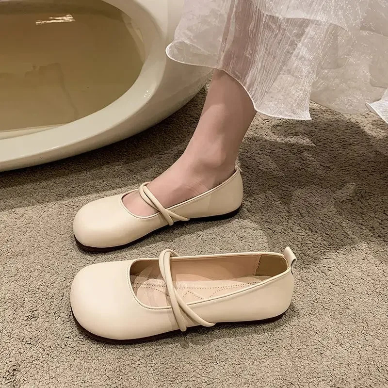 Ladies Footwear Solid Color Anti-slip Breathable Apricot Elegant Party Womens Flat Shoes On Beau Today With Discount Casual 39 250820