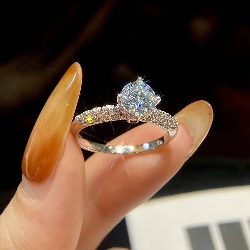 KNB 1CT D Color Moissanite Diamond the Wings of Angel Rings for Women 925 Sterling Silver Luxury Quality Wedding Ring Jewelry