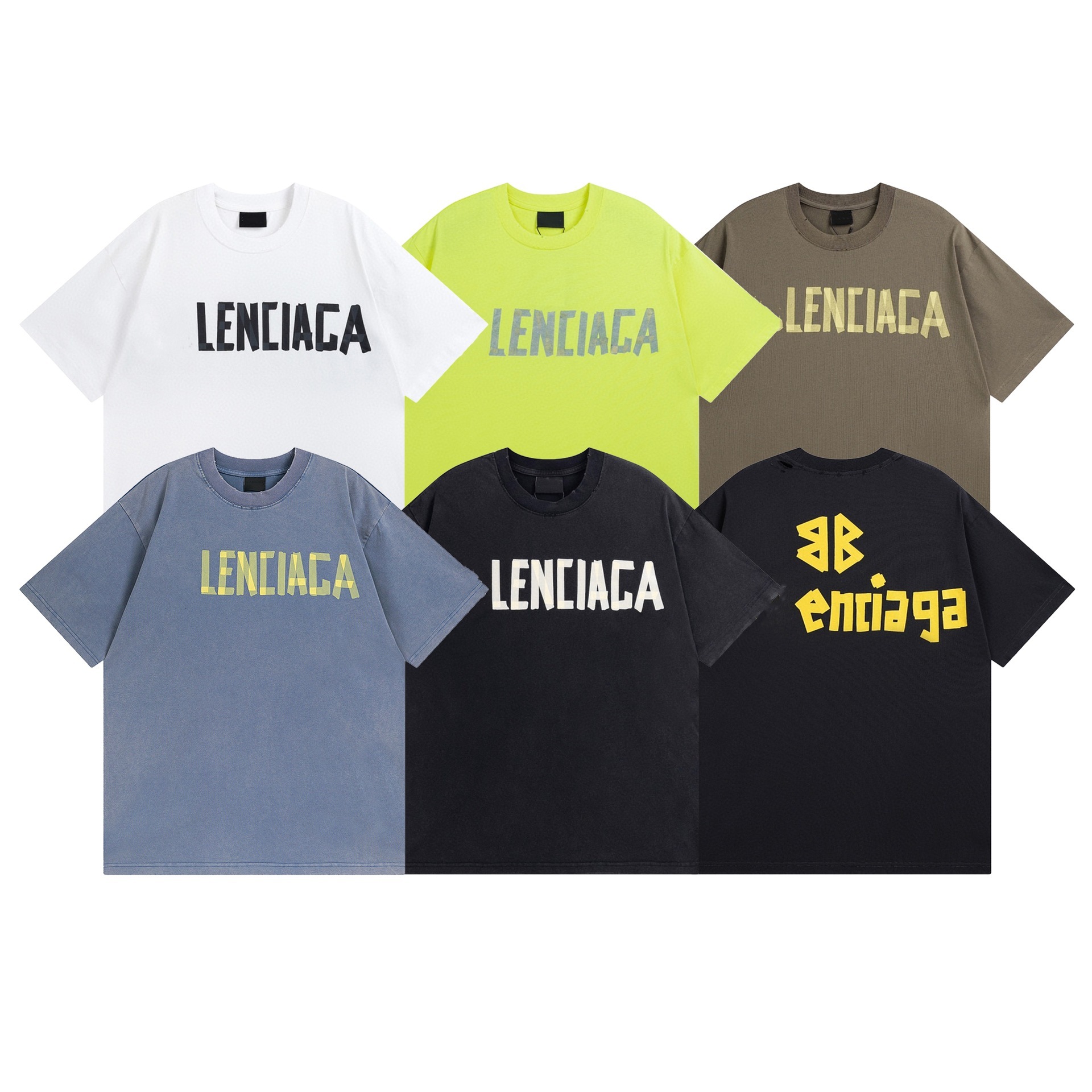T-shirts masculins B Famille Famille SS24 Classique Paris Classic Ruban Put Pulp Ruban Pulp Washed Old Loose Short à manches