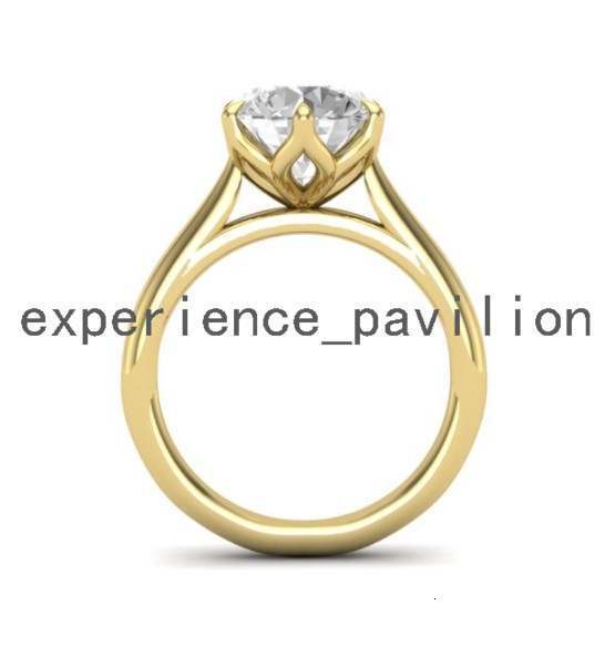 Fashion Petals 14K Yellow Gold 1.5ct Round Moissanite Solitaire Wedding Engagement Ring for Women