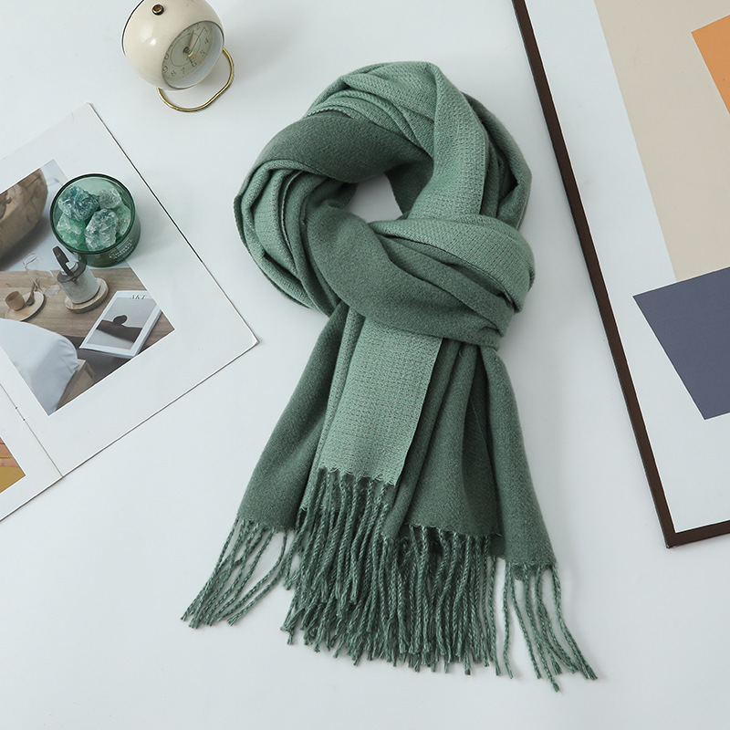 K1688 Source factory wholesale autumn and winter double-sided high-end scarf women's Korean style versatile shawl wool blend warm
