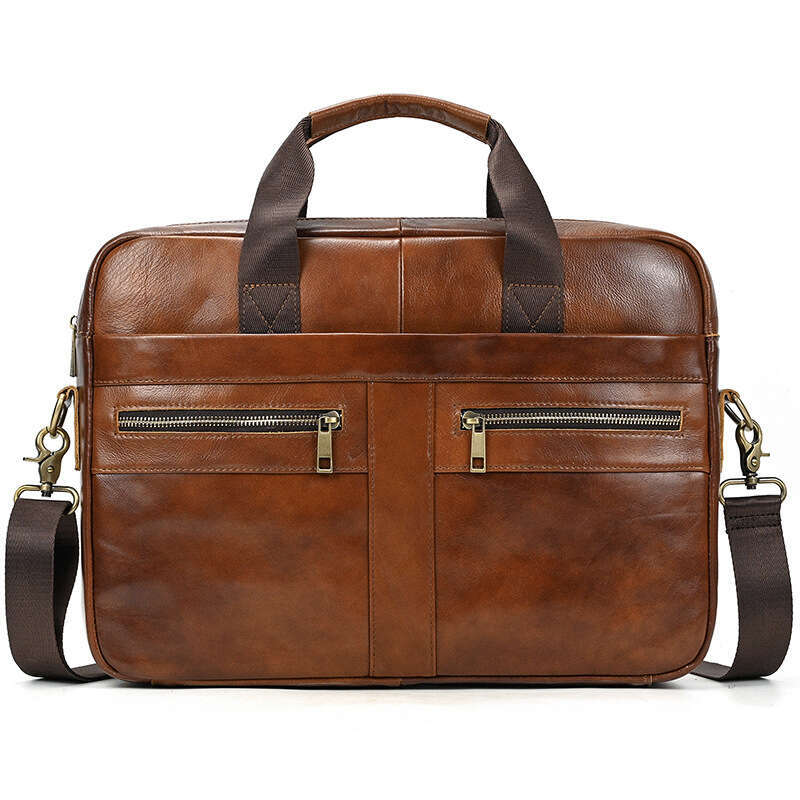 Men's Handbag Fashion Genuine Leather Briefcase 14inch Computer Top Layer Cowhide Single Shoulder Crossbody Bag