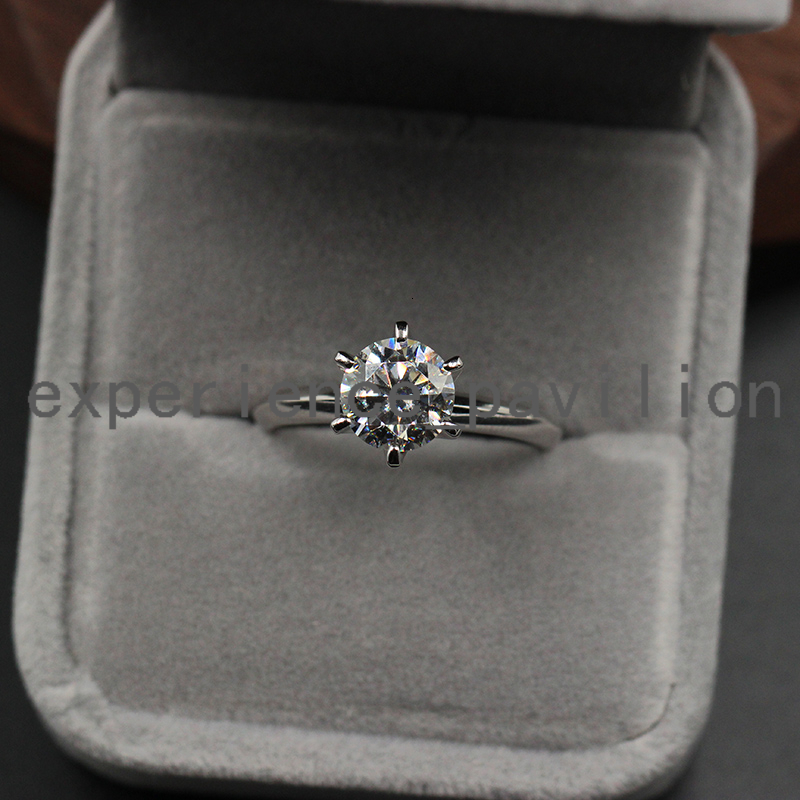 Resizable 6prong Setting Round Brilliant Cut 1ct Handmade Insert Moissanite Custom 925 Silver or 14k Gold Ring for Engagement
