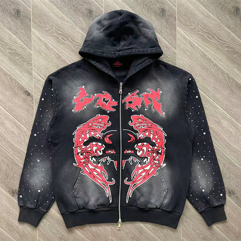 Men's hooded printed hoodie long sleeved new top print streetwear pants set